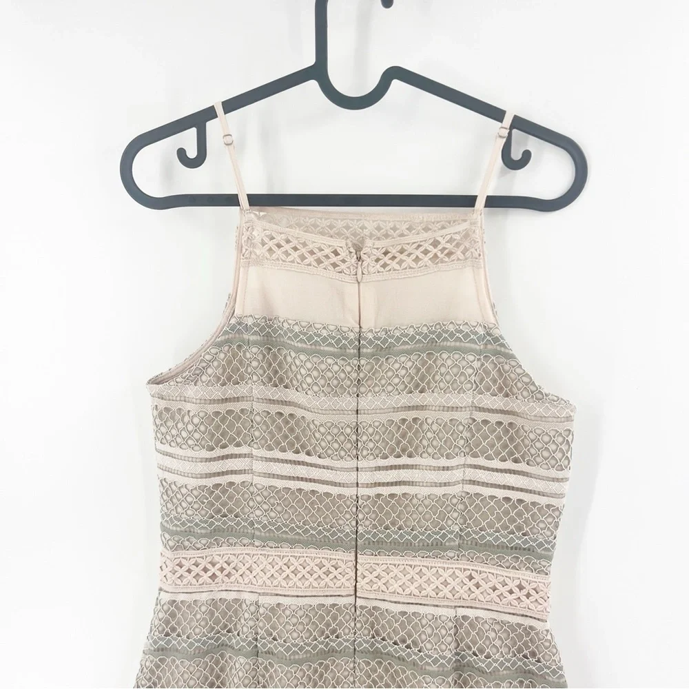 ✅ NWT ADELYN RAE KIRSTYN A LINE SAND STRIPED DRESS WITH‎ RUFFLE HEM SIZE SMALL
